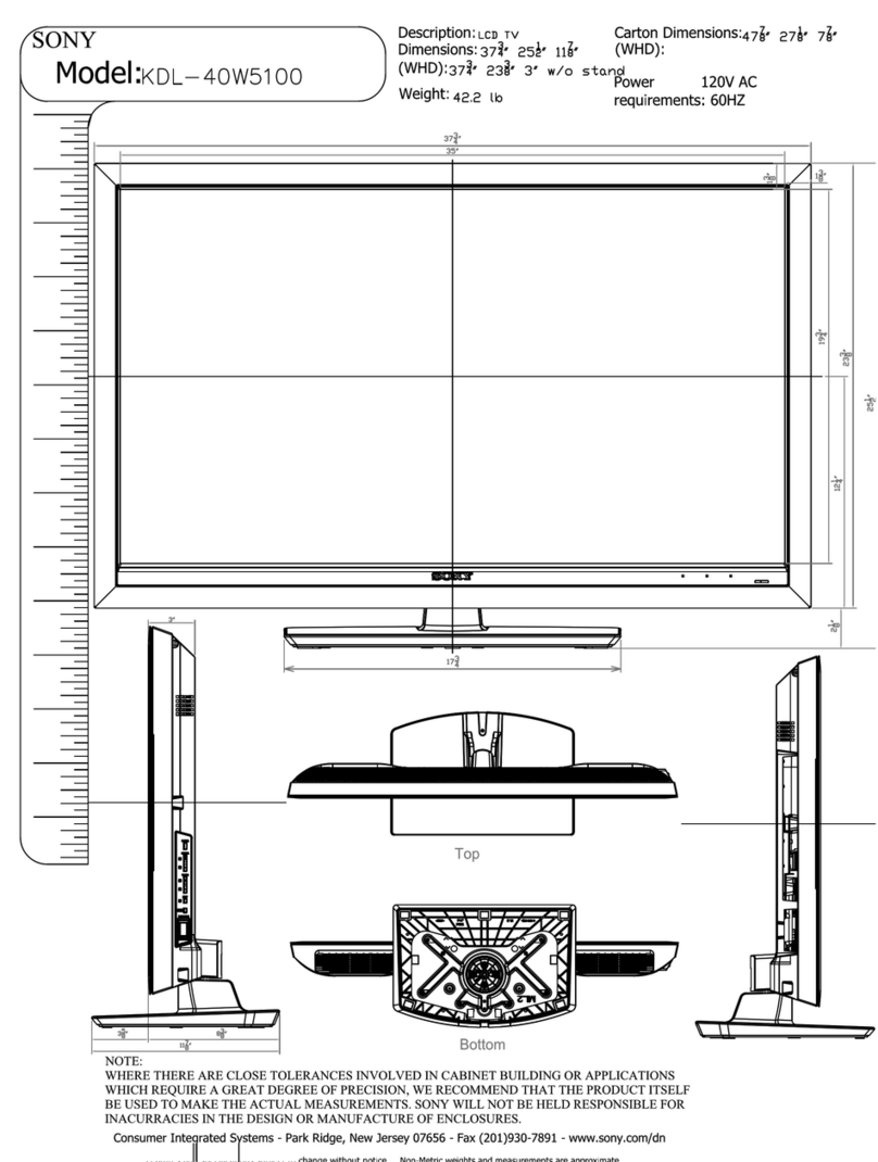 Sony Bravia KDL-40W5100 Dimensions