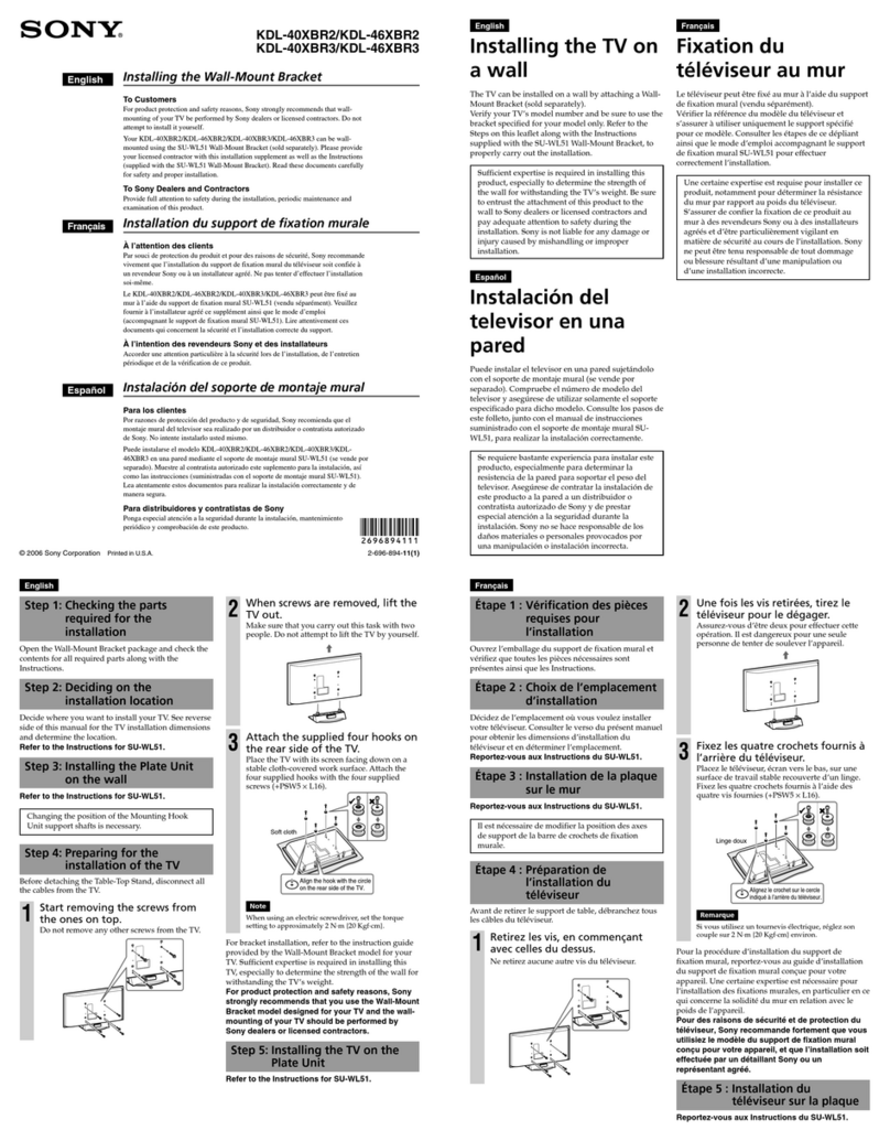 Sony BRAVIA KDL-40XBR2 Manual