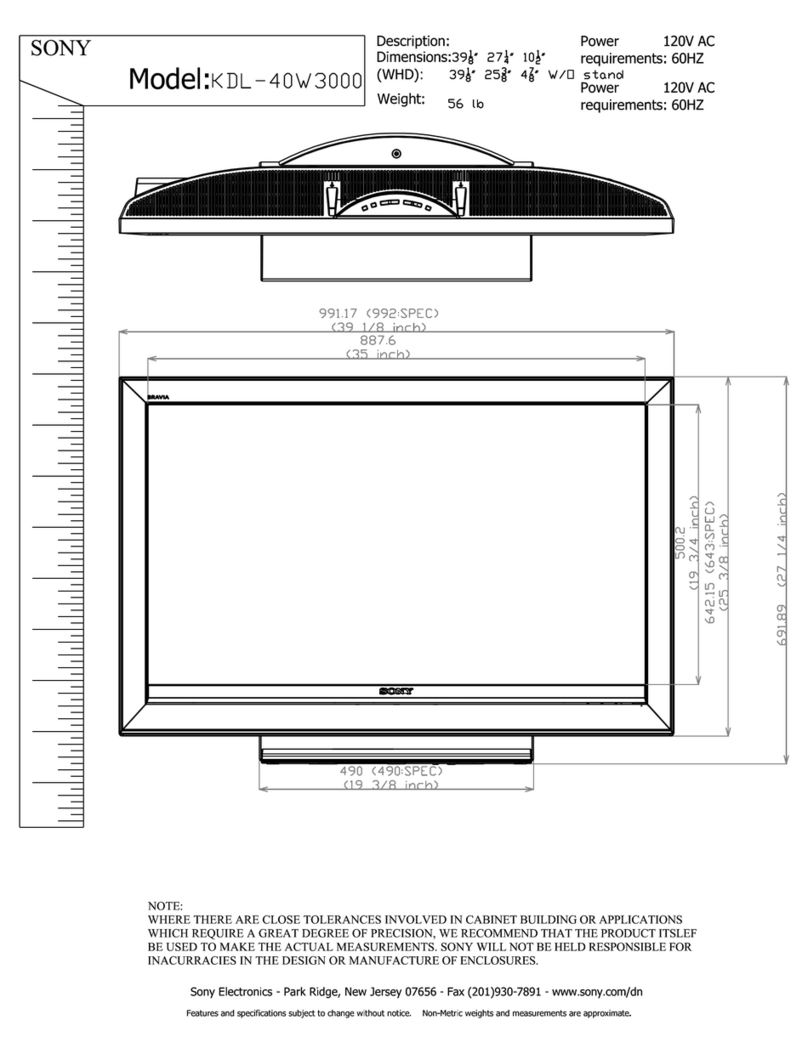 Sony Bravia KDL-40W3000 Dimensions