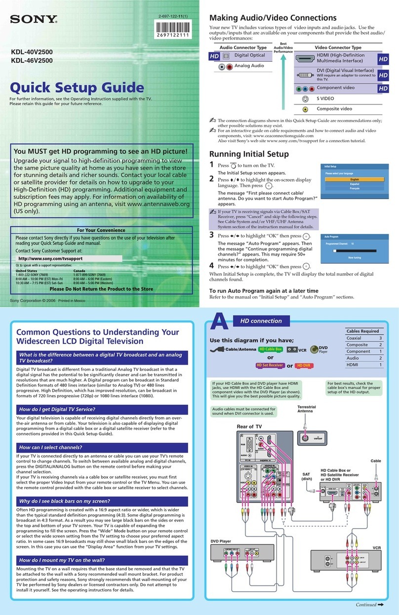 Sony KDL-40V2500 - Bravia V-series Lcd Hdtv User manual