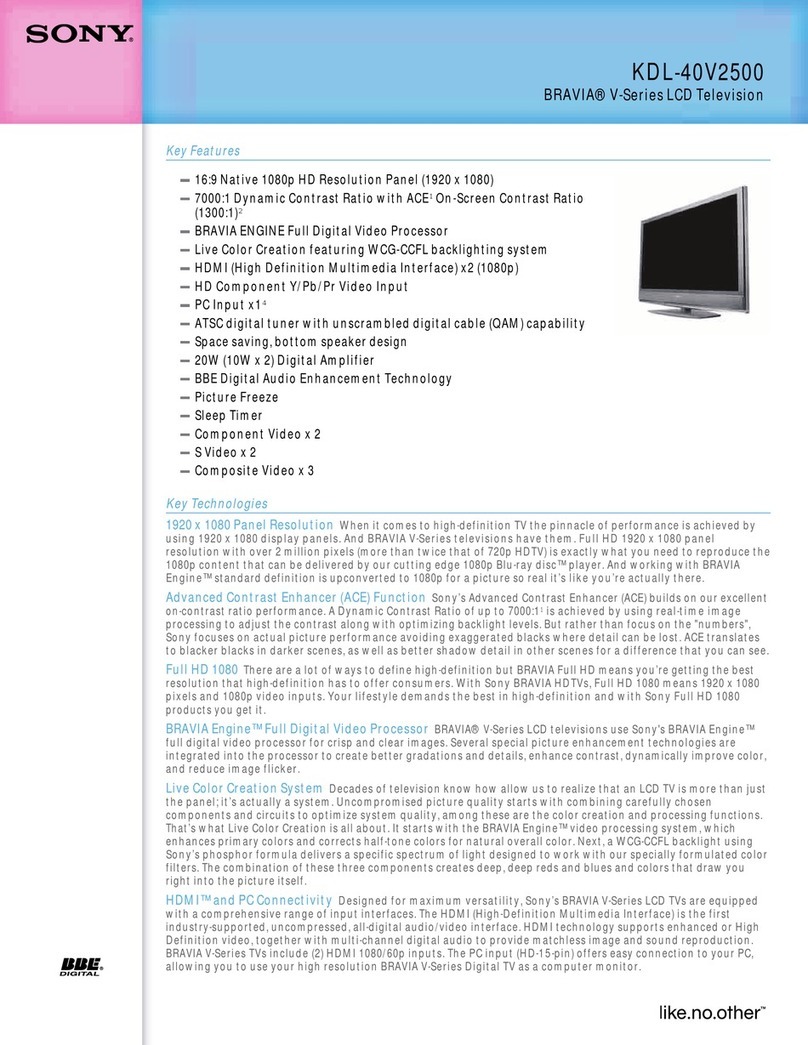Sony KDL-40V2500 - Bravia V-series Lcd Hdtv User manual