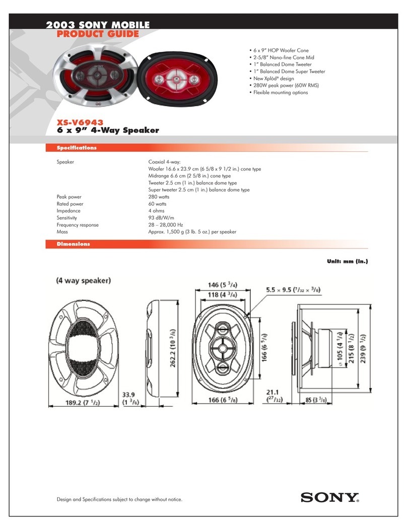 Sony XS-V6943 - 4 Way Mobile Speaker User manual