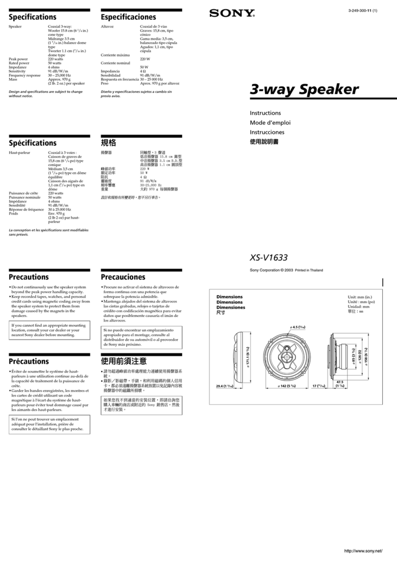 Sony XS-V1633 - Xplod 6 1/2" Hop Speaker instructions