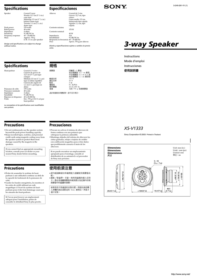 Sony XS-V1333 instructions