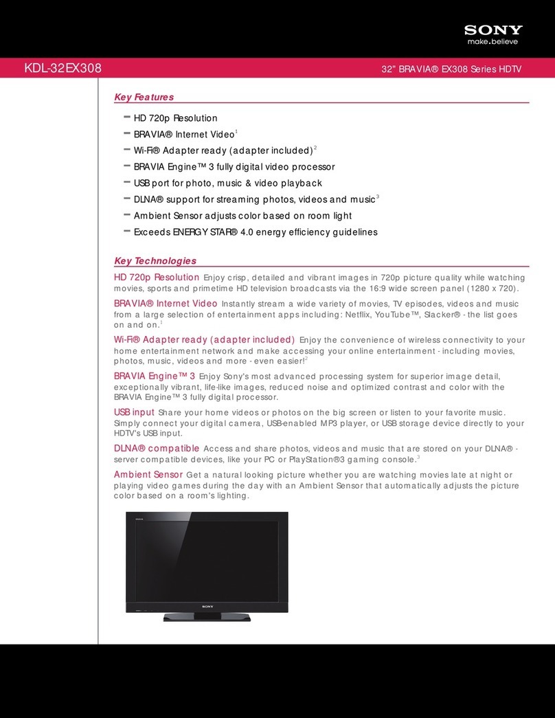 Sony KDL-32EX308 - Bravia Ex Series Lcd... User manual