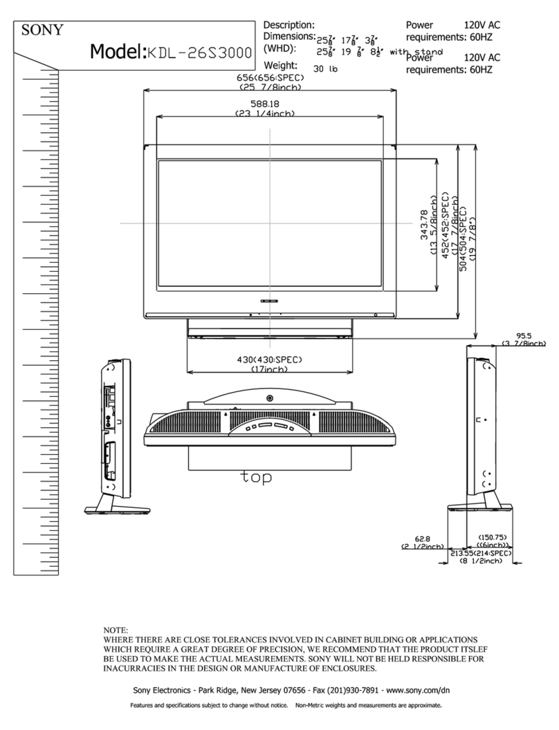 Sony KDL-26S3000 - 26" LCD TV User manual Sony KDL-26S3000 - 26" LCD TV User manual