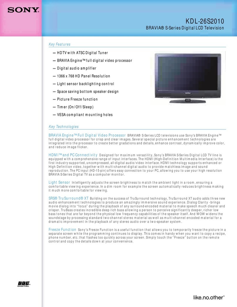 Sony KDL-26S2010 - 26" LCD TV User manual