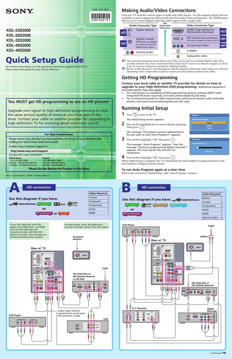 Sony Bravia KDL-23S2000 User manual