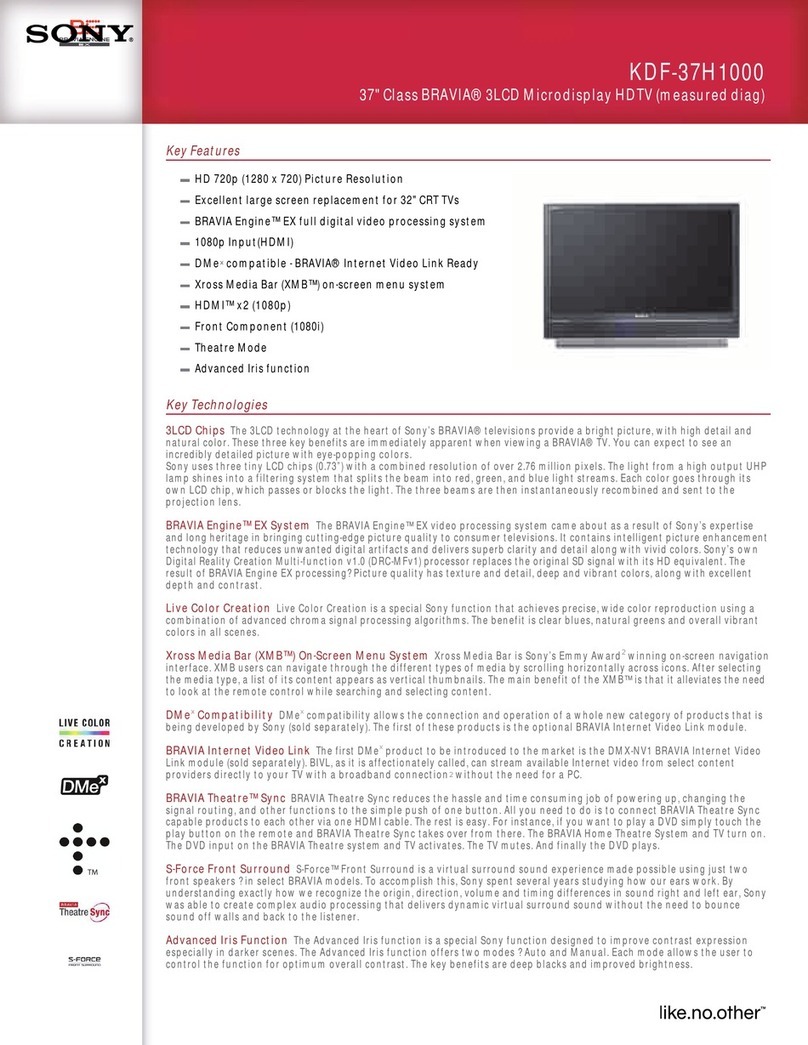Sony KDF-37H1000 - 37" Bravia 3lcd Microdisplay Projection... User manual Sony KDF-37H1000 - 37" Bravia 3lcd Microdisplay Projection... User manual