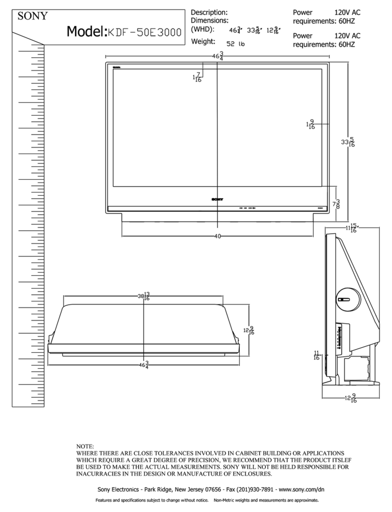 Sony KDF-50E3000 - 50" Rear Projection TV User manual