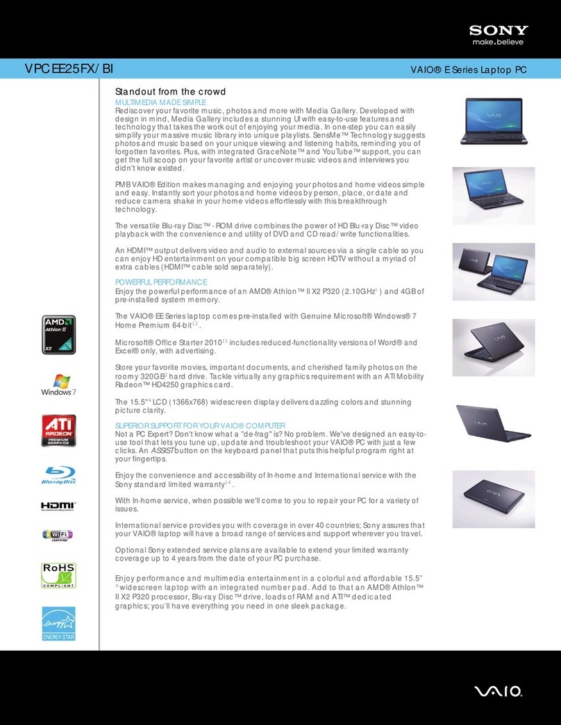 Sony VPCEE25FX Specifications