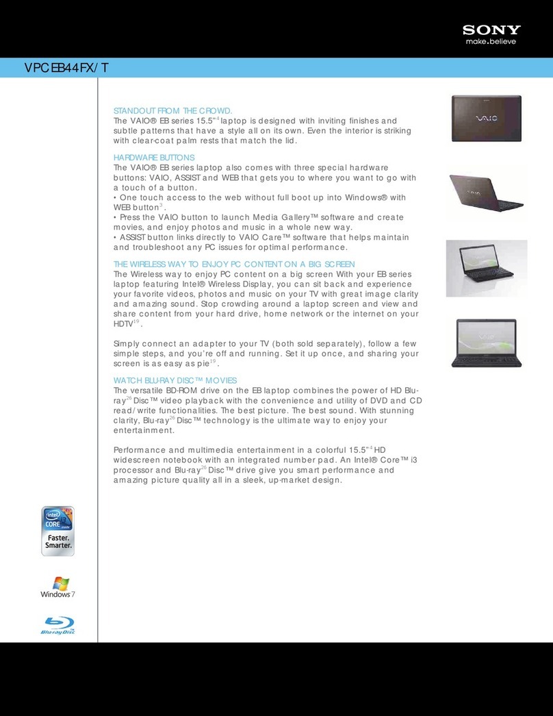 Sony VAIO VPCEB44FX Specifications