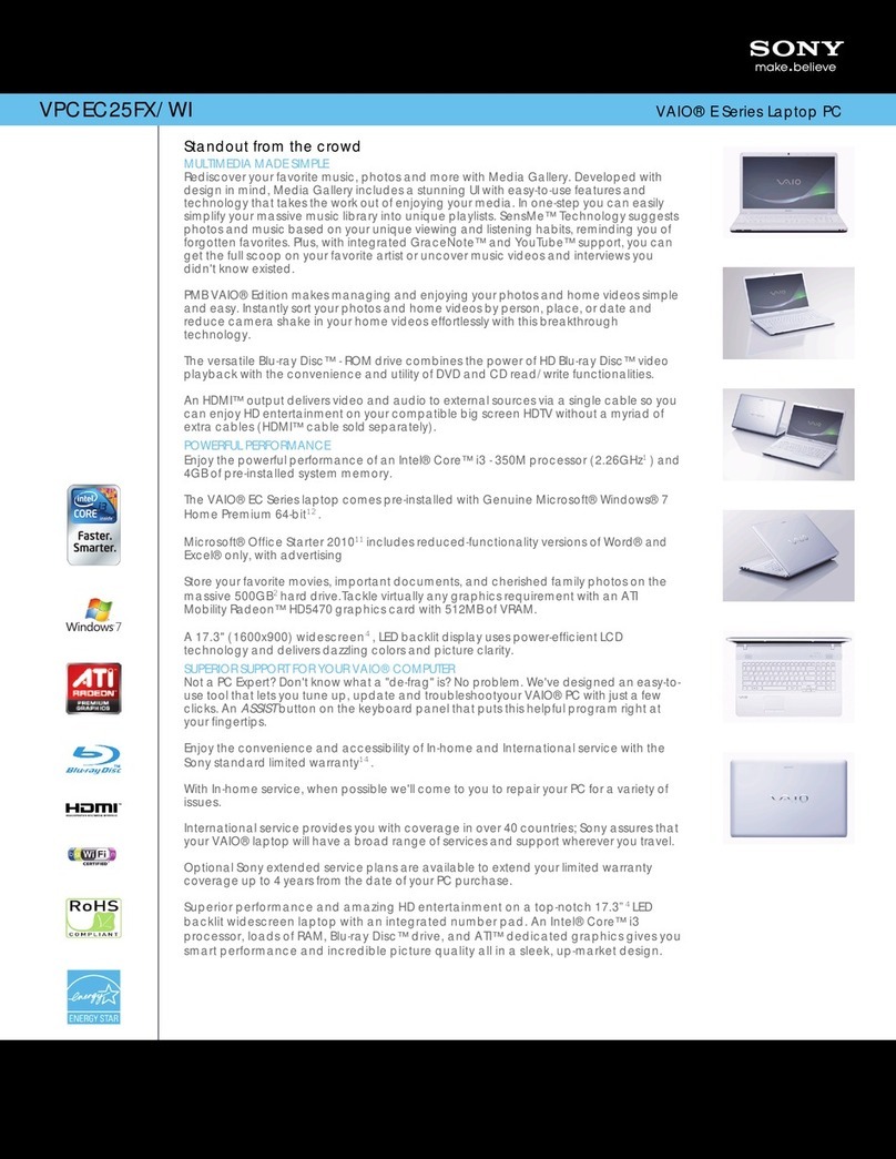 Sony VAIO VPCEC25FX/WI User manual