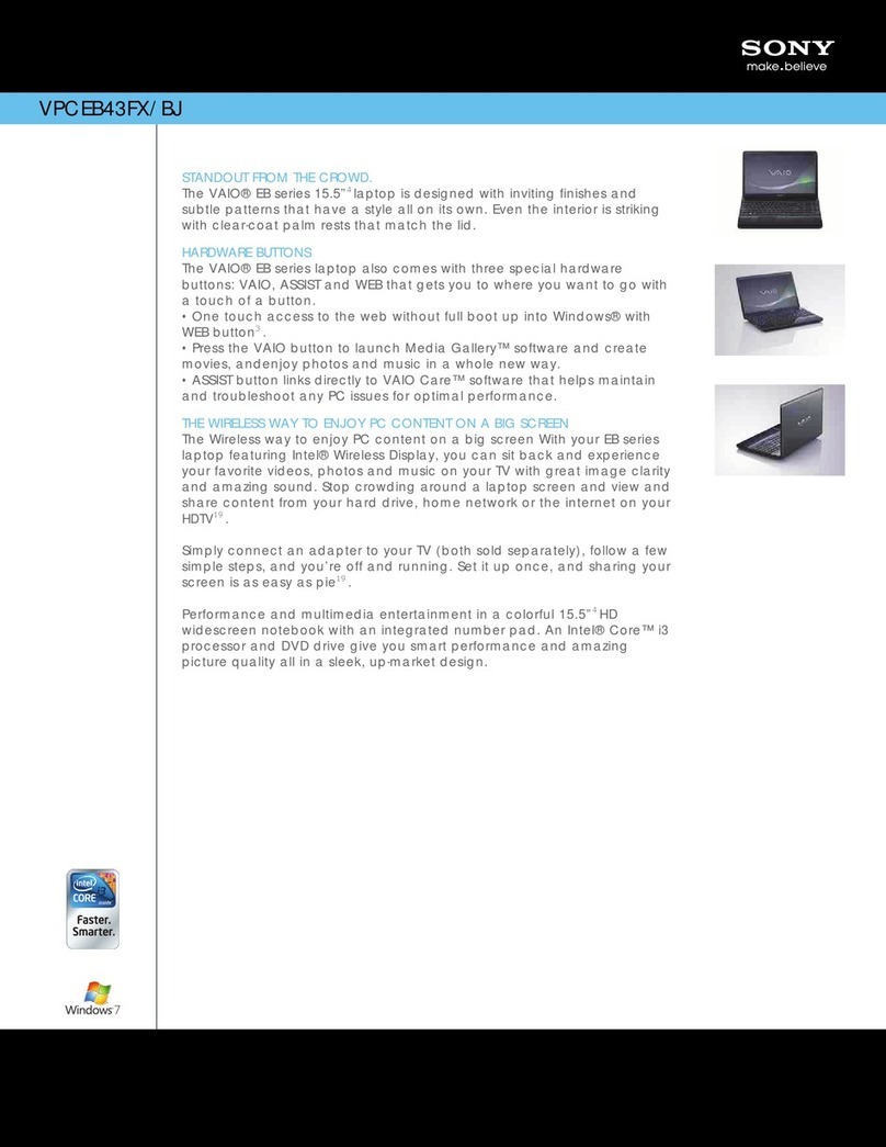 Sony VAIO VPCEB43FX Specifications