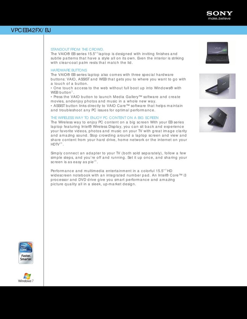 Sony VAIO VPCEB42FX Specifications