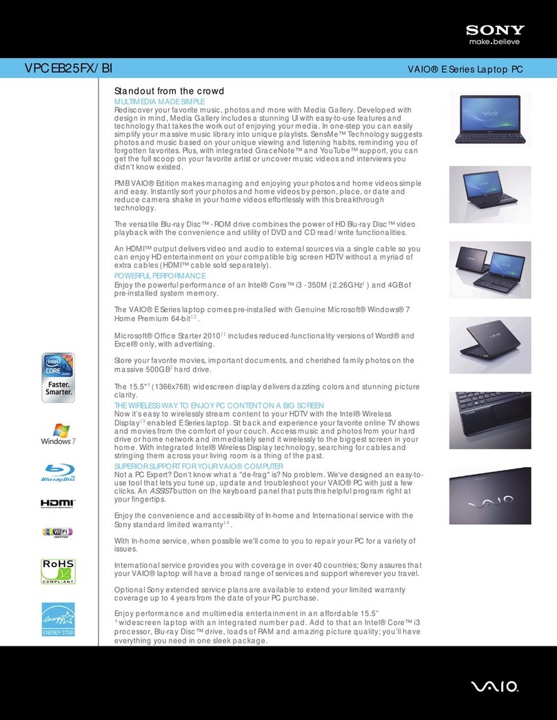 Sony VAIO VPCEB25FX User manual