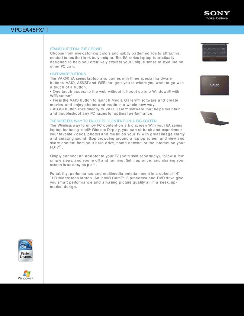Sony VPCEA45FX Specifications