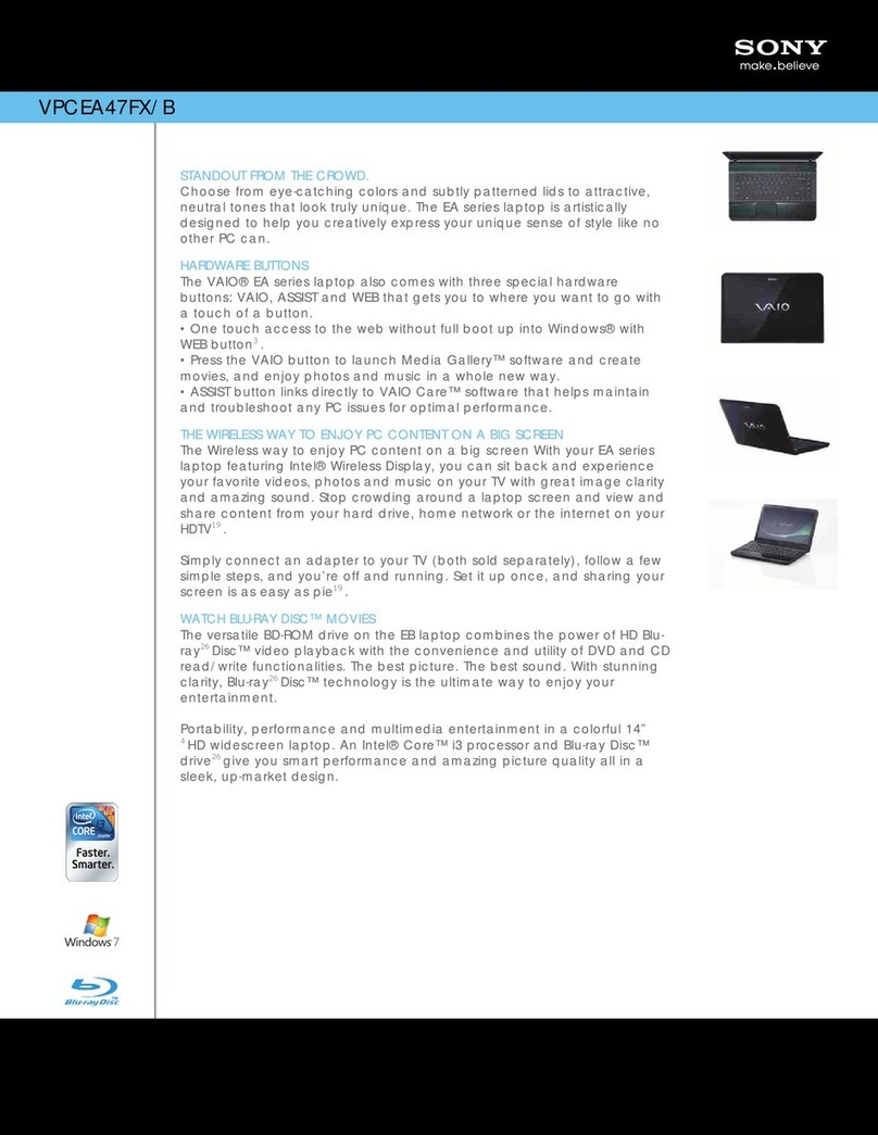 Sony VPCEA47FX Specifications