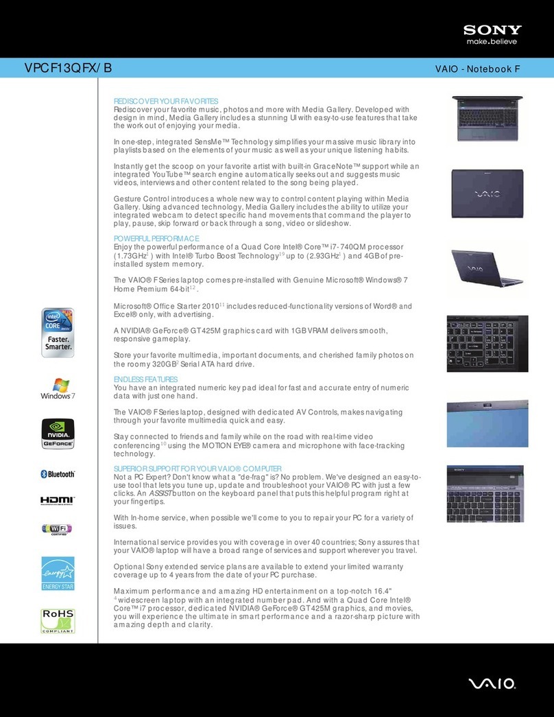 Sony VPCF13QFX User manual
