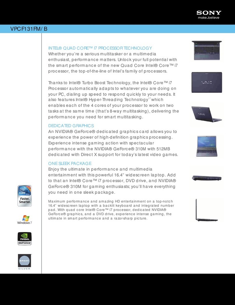 Sony VPCF131FM Specifications