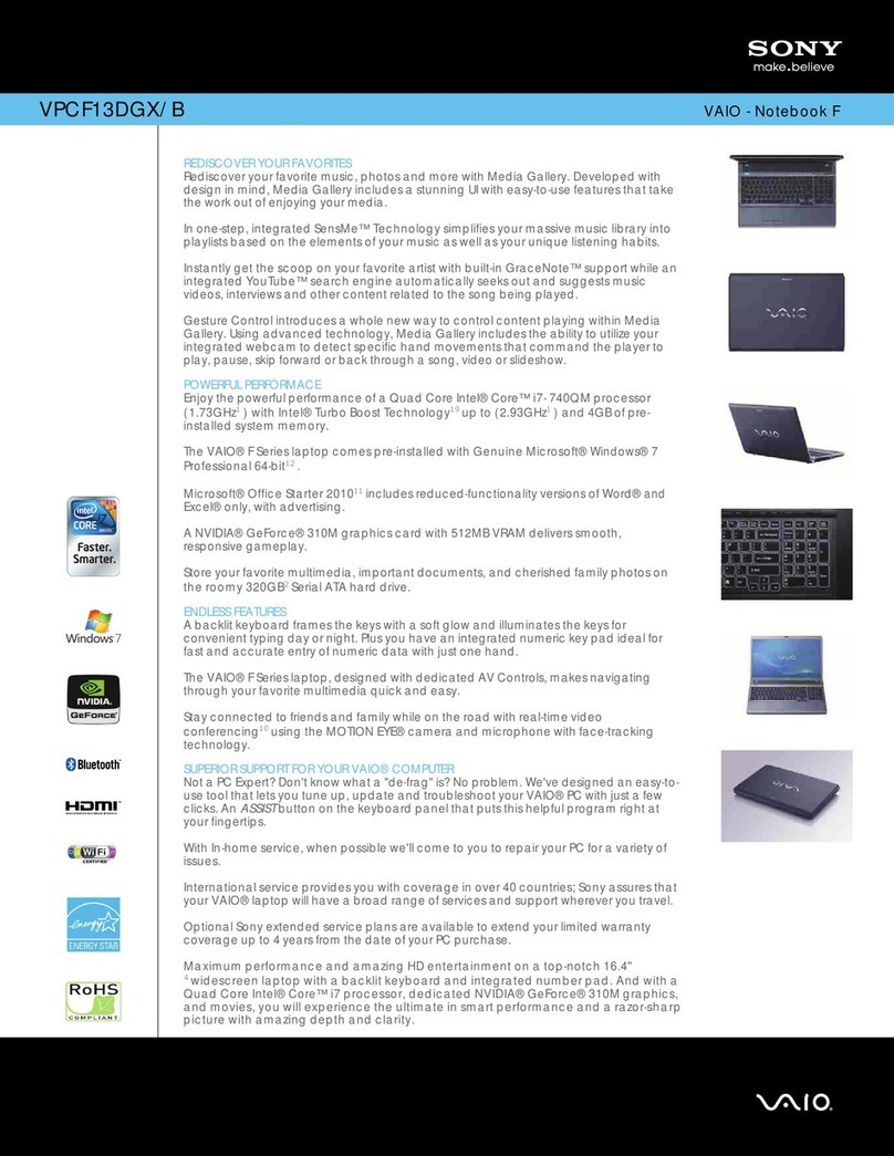 Sony VPCF13DGX User manual