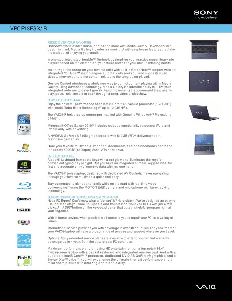 Sony VPCF13CGX User manual