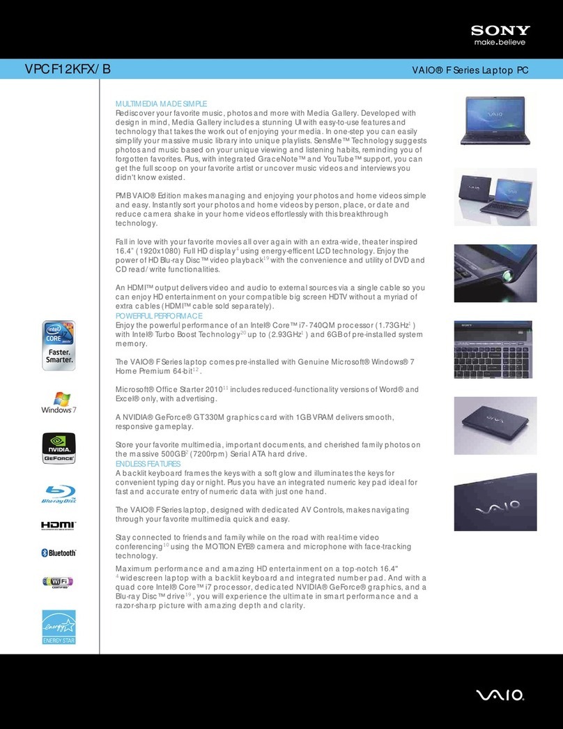 Sony VPCF12KFX User manual