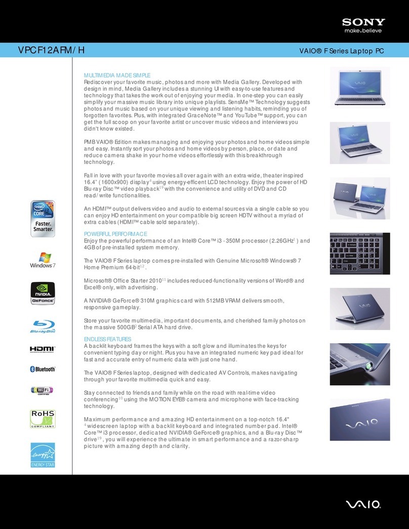 Sony VAIO VPCF12AFM User manual Sony VAIO VPCF12AFM User manual
