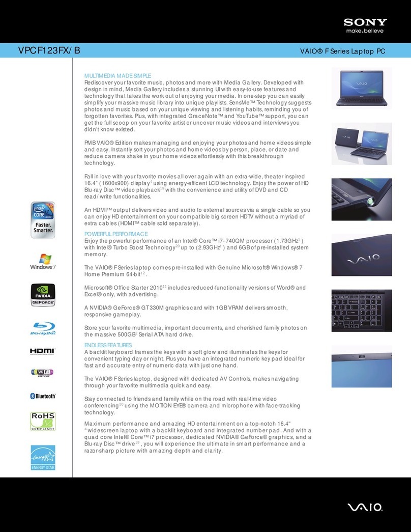 Sony VAIO VPCF123FX User manual