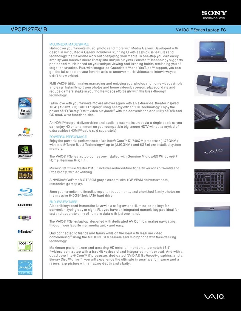 Sony VAIO VPCF127FX User manual