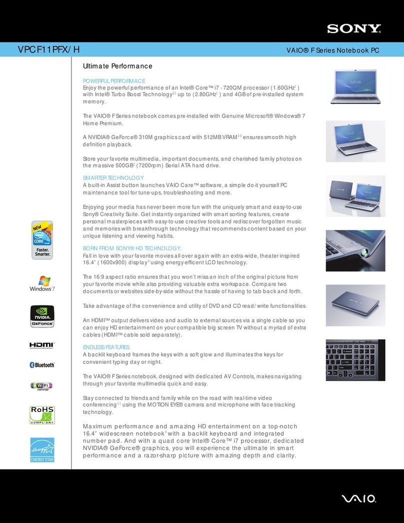 Sony VPCF11PFX User manual