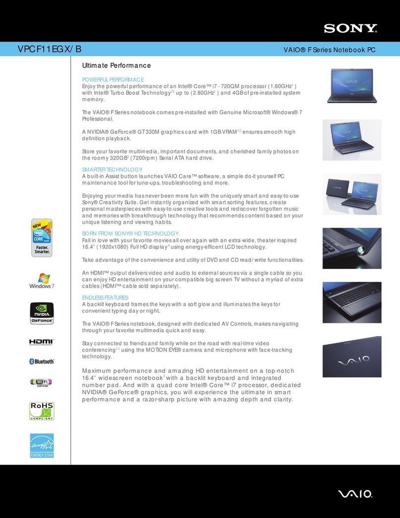 Sony VPCF11EGX User manual