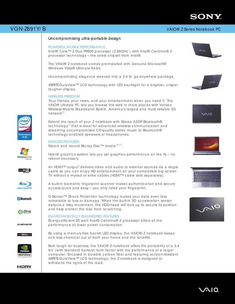 Sony VGN-Z691Y Specifications
