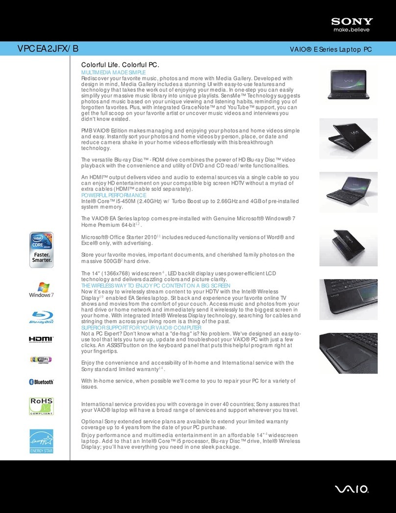 Sony VAIO VPCEA2JFX User manual