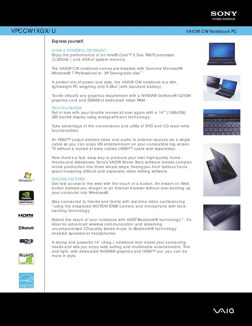 Sony VAIO VPCCW1XGX User manual