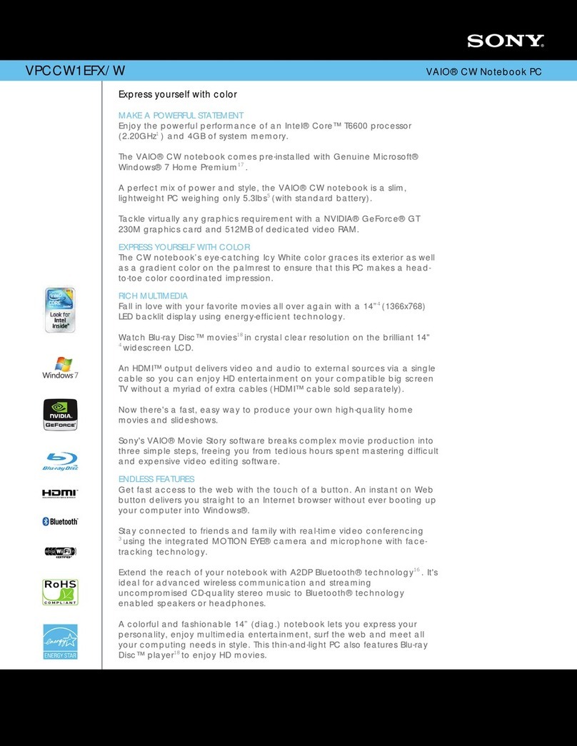 Sony VAIO VPCCW1EFX User manual