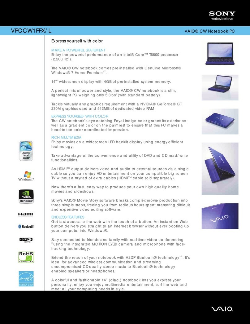 Sony VAIO VPCCW1FFX Specifications