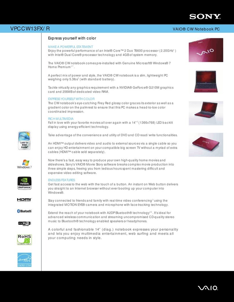 Sony VAIO VPCCW13FX User manual Sony VAIO VPCCW13FX User manual