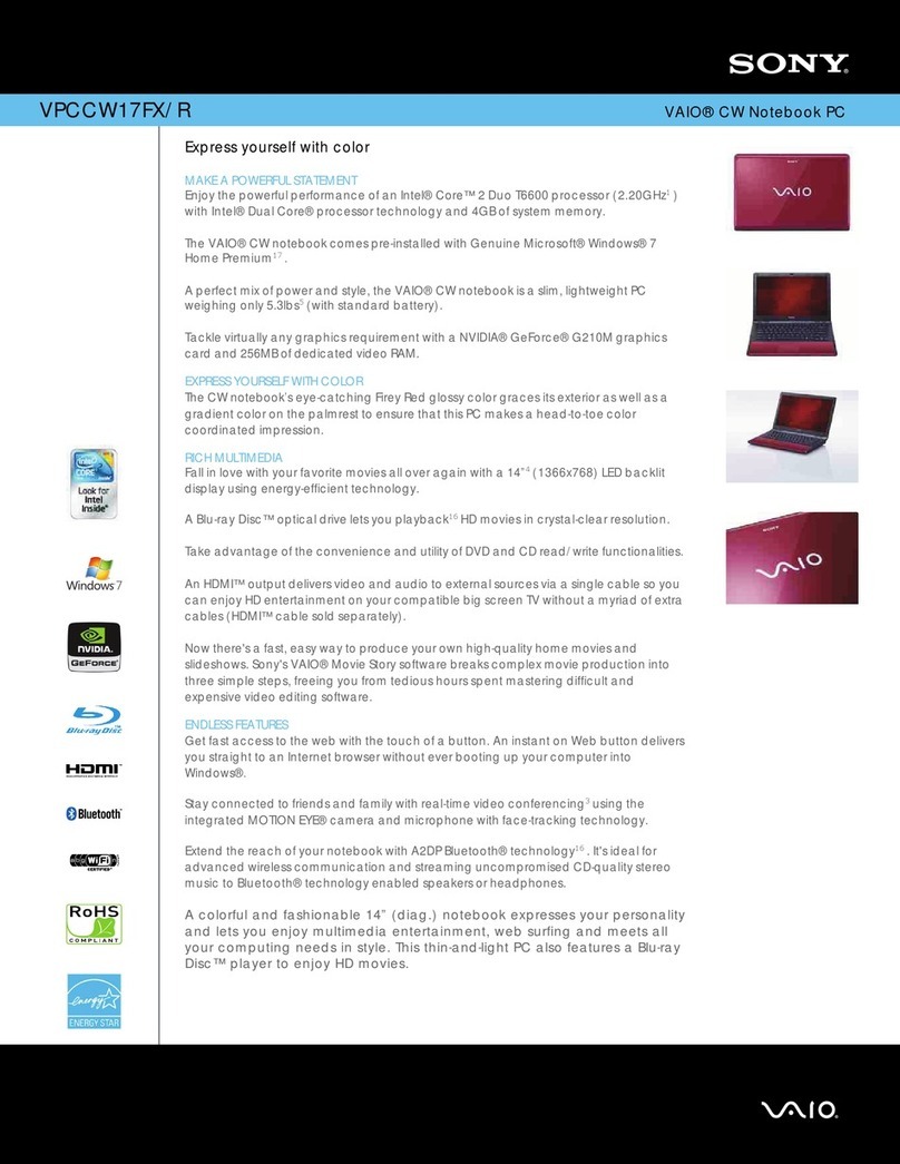 Sony VAIO VPCCW17FX User manual