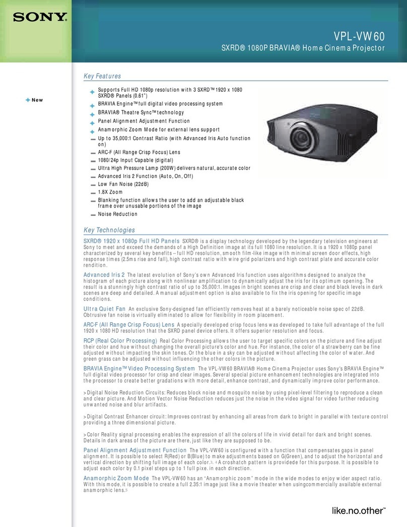 Sony BRAVIA VPL-VW60 Specification sheet