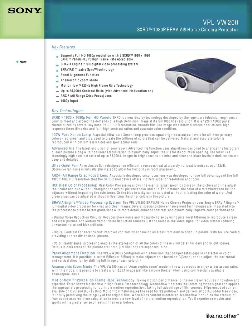 Sony VPL-VW200 - SXRD Projector - HD 1080p User manual Sony VPL-VW200 - SXRD Projector - HD 1080p User manual