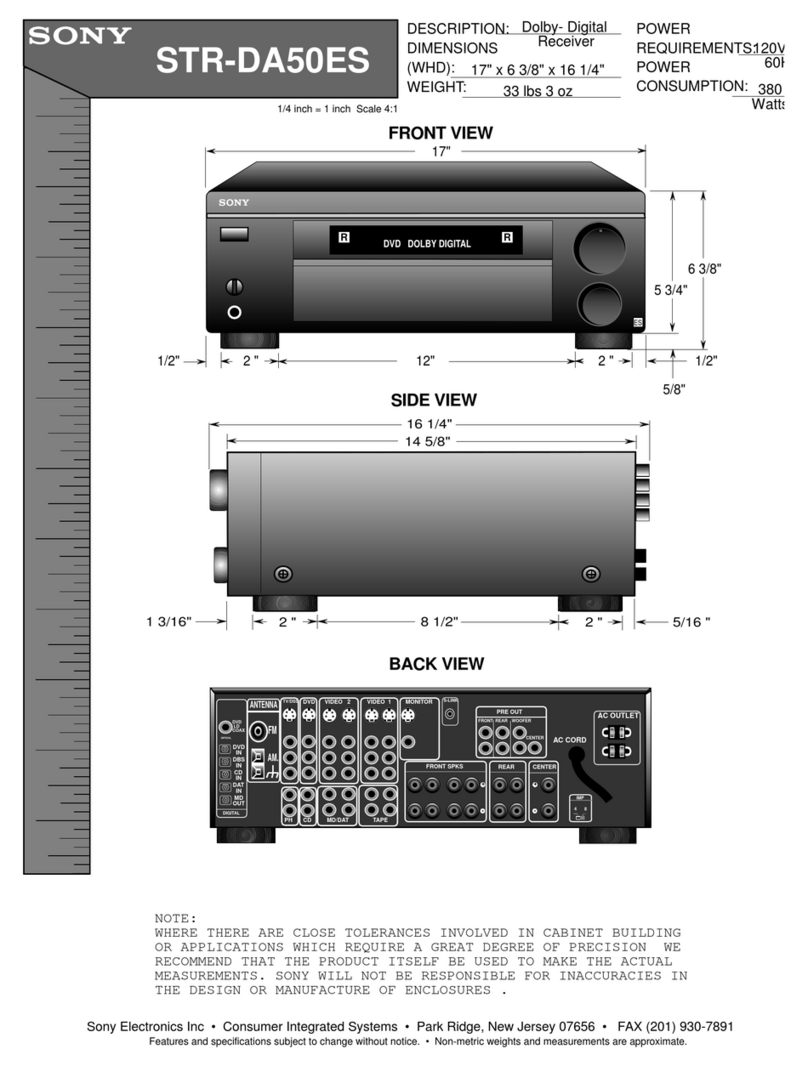 Sony STR-DA50ES - Fm Stereo/fm-am Receiver Dimensions