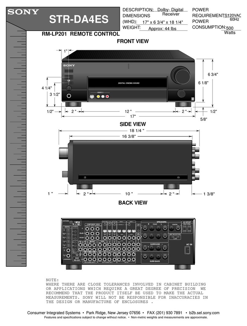 Sony STR-DA4ES - Fm Stereo/fm-am Receiver User guide