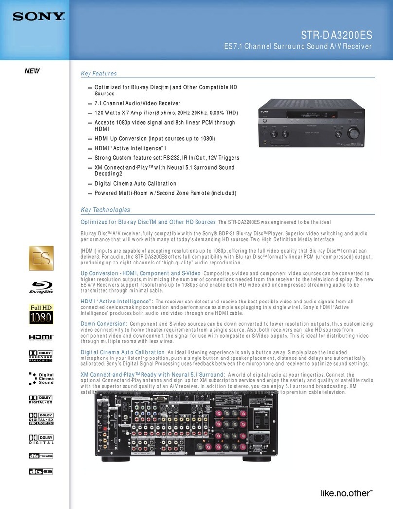 Sony STR-DA3200ES - Es Receiver Specifications