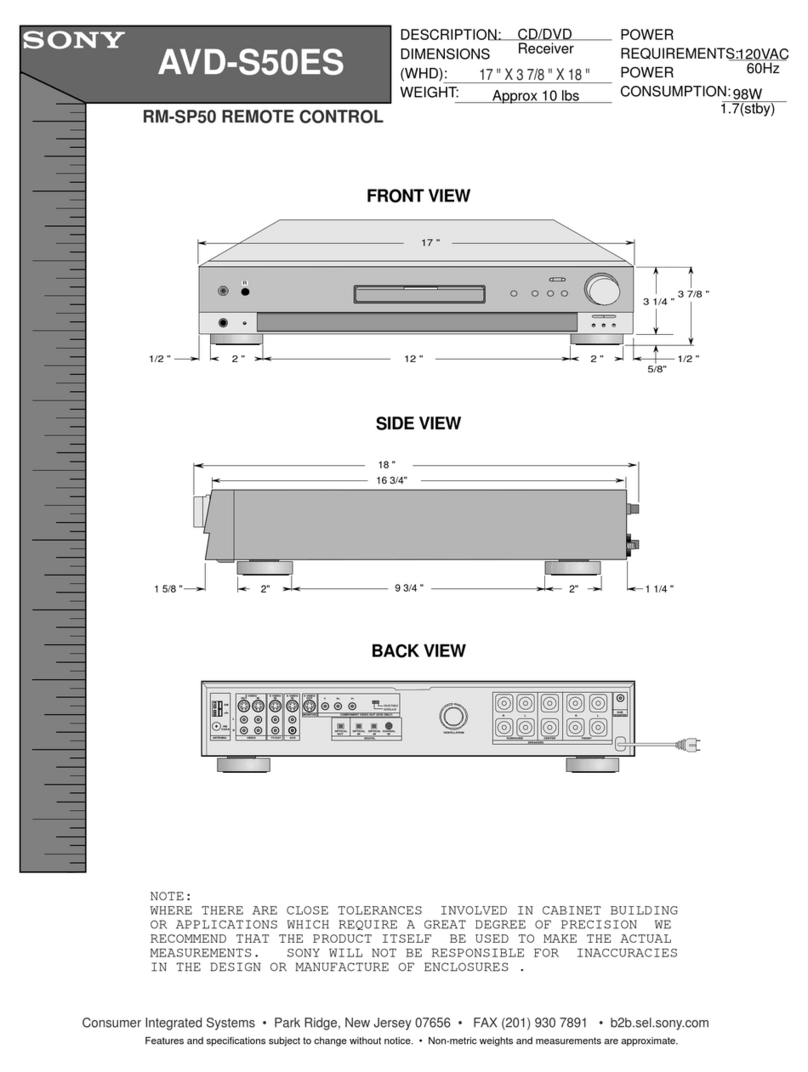 Sony AVD-S50ES - Single Disc Dvd/sacd™/cd... Dimensions