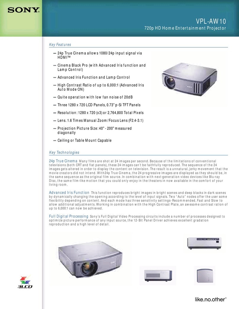 Sony VPL-AW10  (VPLAW10 and VPLAW15) Specification sheet