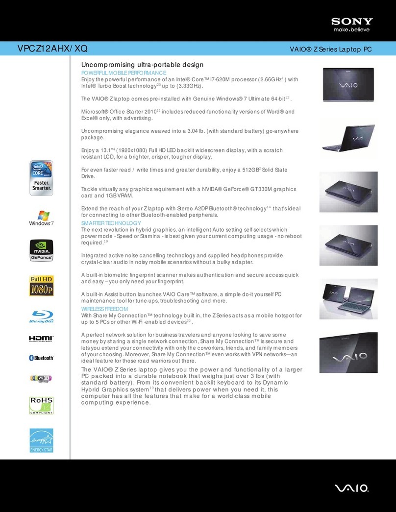 Sony VAIO VPCZ12AHX User manual