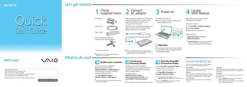 Sony VPCZ122GX quick start guide