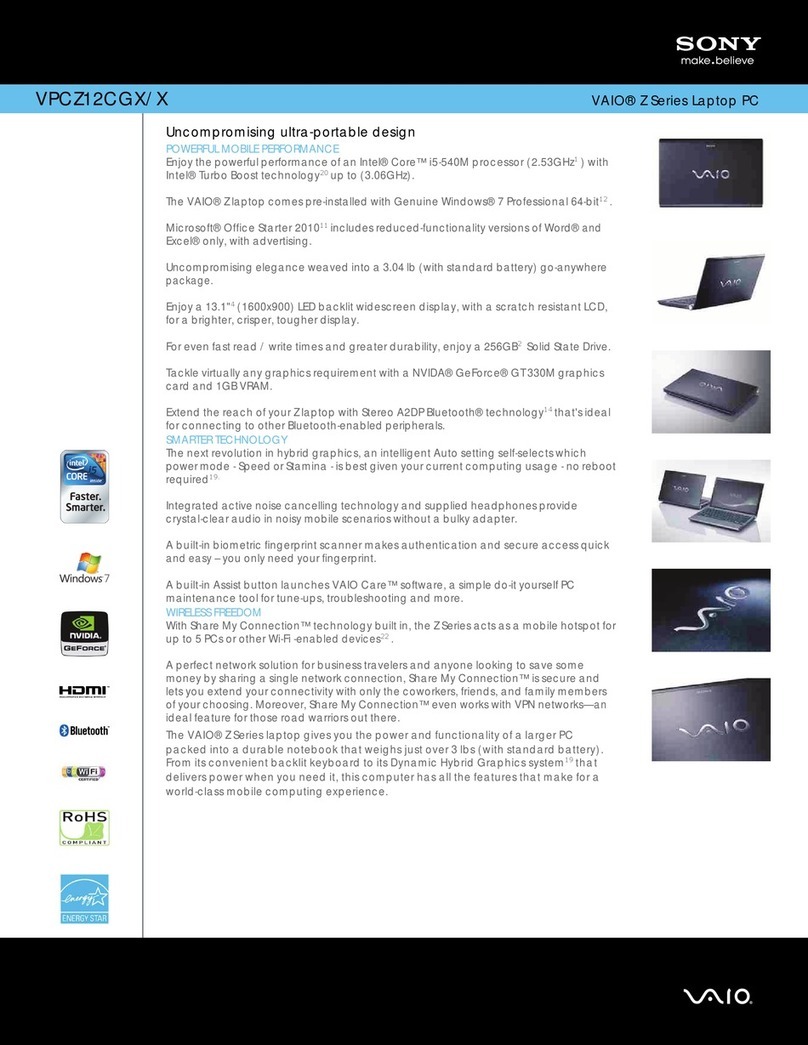 Sony VAIO VPCZ12CGX User manual Sony VAIO VPCZ12CGX User manual