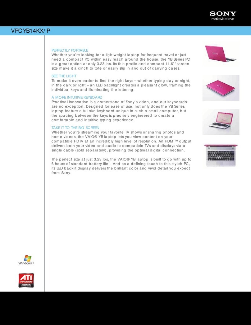 Sony VPCYB14KX Specifications